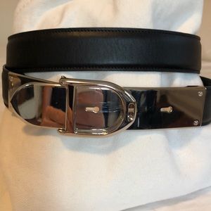 Ralph Lauren collection black leather stirrup belt